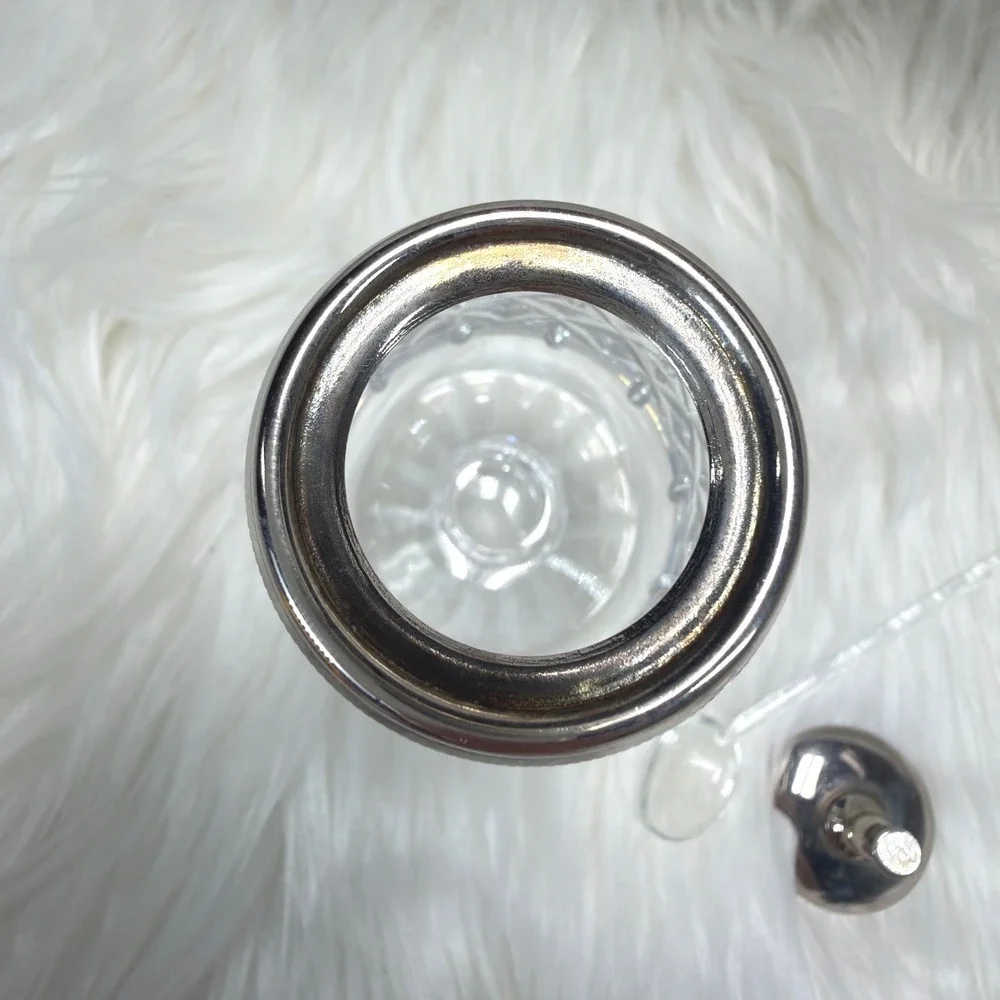 Edinburgh Crystal Jam Jar Preserve Pot w/ Silverplate Lid & Glass Spoon Scotland